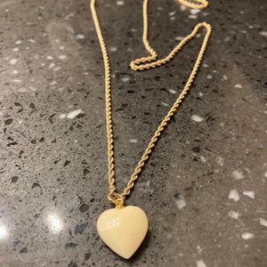 White heart necklace with gold chain